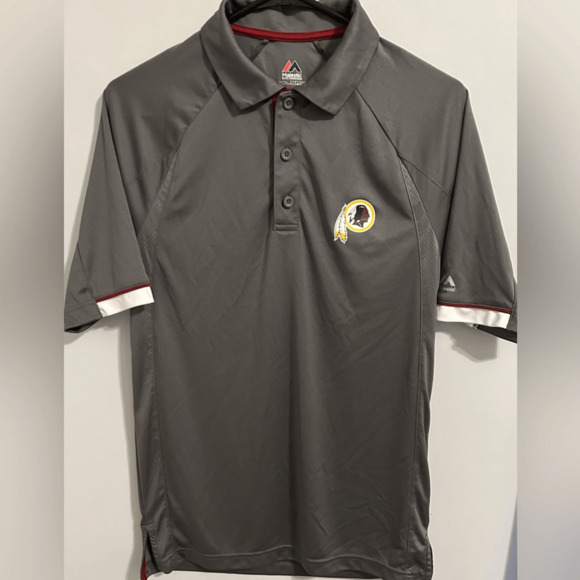 Washington Redskins Majestic Coolbase Polo Shirt Gray Sz Small - Picture 2 of 10